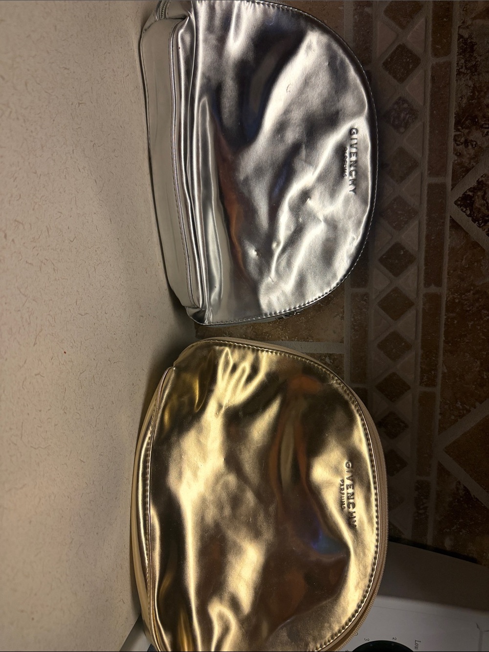 Givenchy Metallic Gold and Silver Makeup Pouches Duo